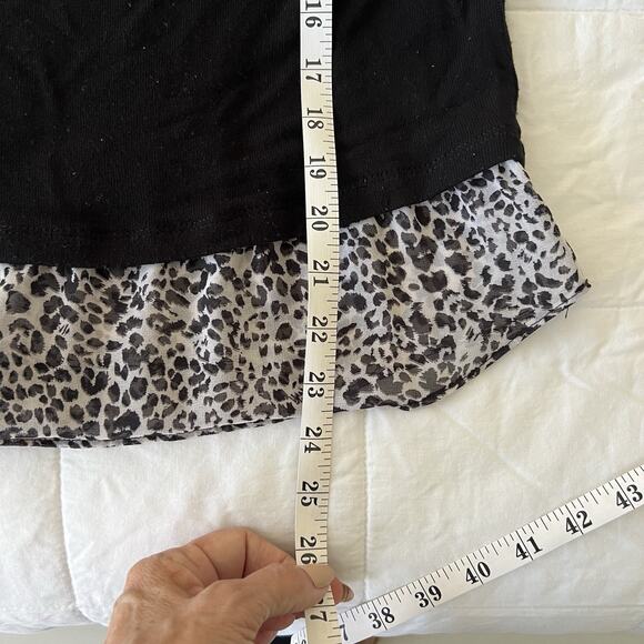 Bailey 44 Mixed Media Twofer Top Black Womens XS Leopard - Picture 6 of 10